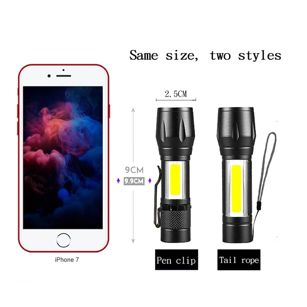 Outdoor Rechargeable Light LED Lights Super Bright Mini Work Light Waterproof Portable COB Tactical Zoomable Camping Flashlight