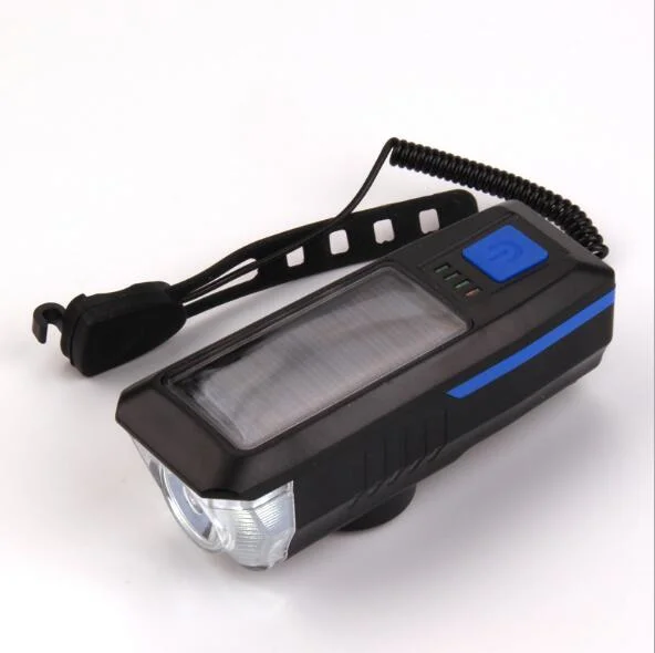 Solar Bicycle Waterproof Front Light with Horn