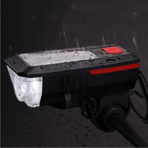 Solar Bicycle Waterproof Front Light with Horn